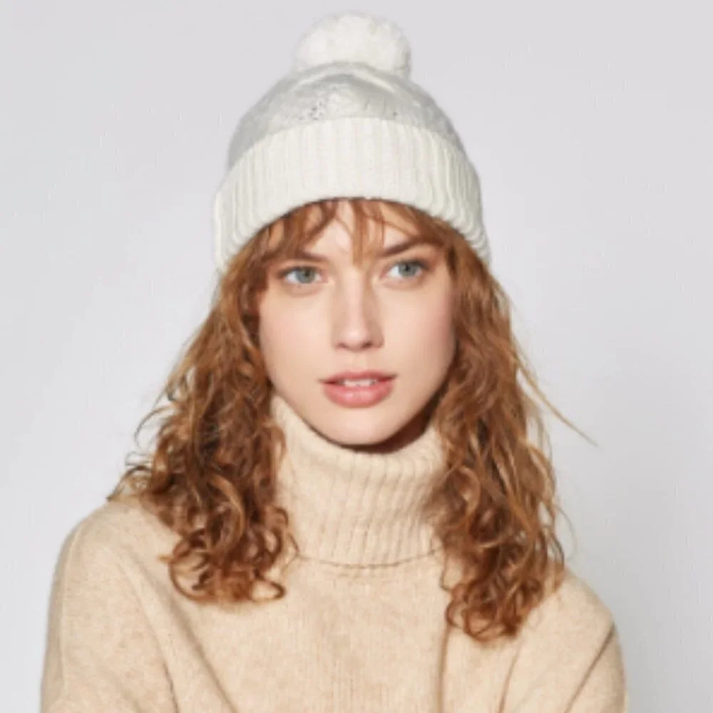 NWT Joie Macia Beanie Ribbed Pom Hat Wool Blend Unisex